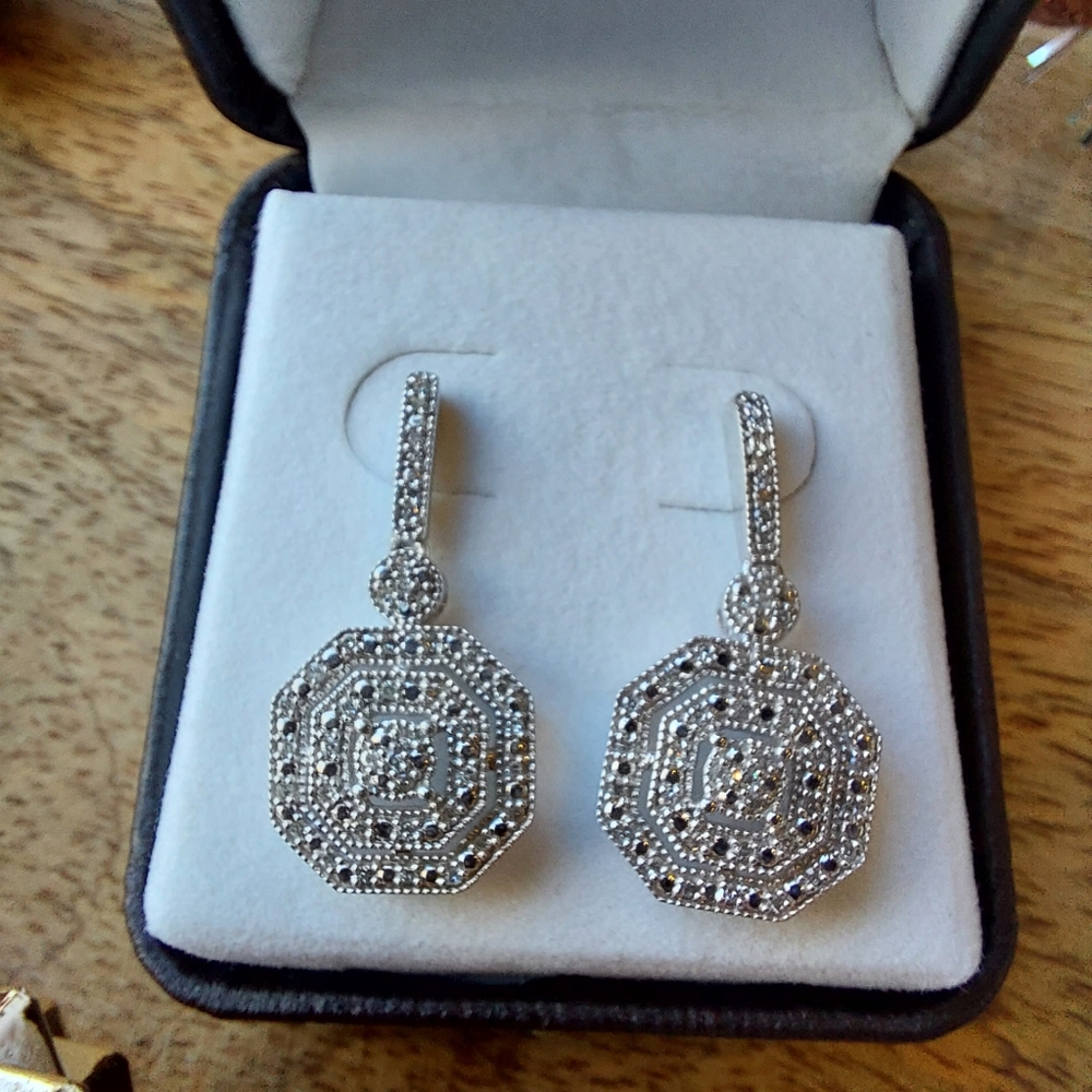NWT Art Deco Diamond Dangle Earrings